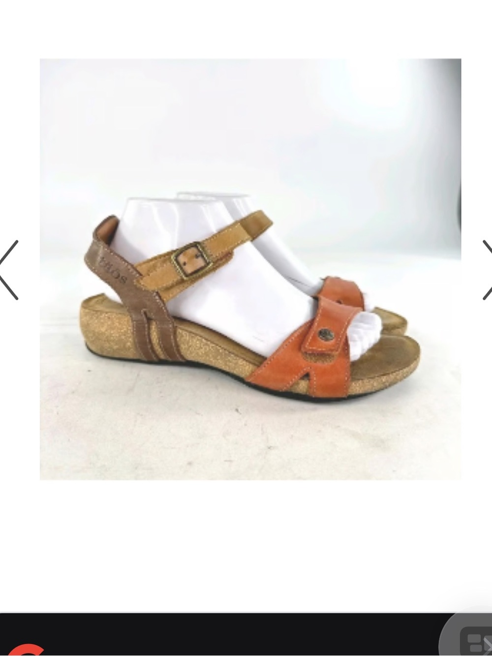 Taos Footwear Two-Tone Tan and Orange Leather Sandal - Picture 2 of 7